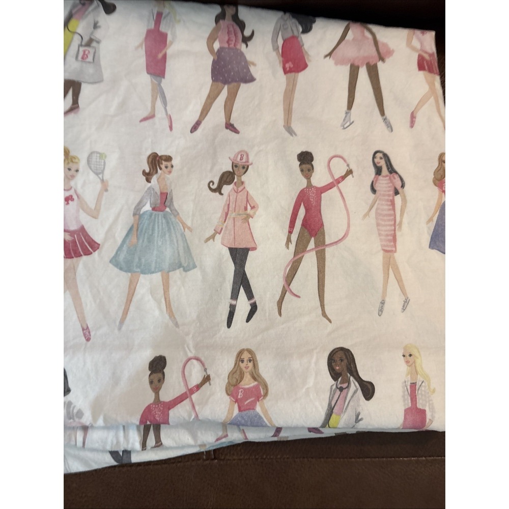 POTTERY BARN Kids Barbie TWIN Organic Cotton FLAT Sheet only Multicolor - Picture 4 of 8